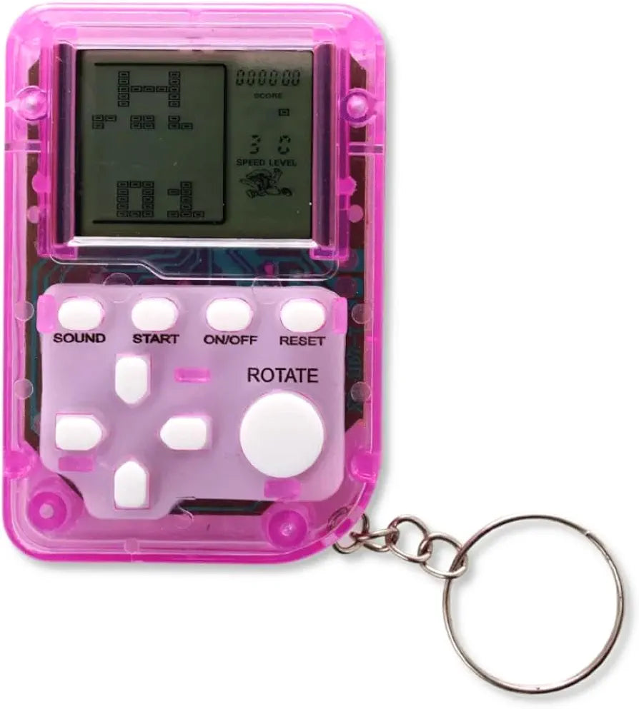Mini Game Chaveiro Jogos Classicos Retro A Pilha Eletronico Crianças Presente Nostalgico Cores Rosa/Roxo