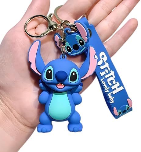 Rawan Fresh Chaveiros de desenho animado para meninas e meninos, acessórios de chaveiros com pingente fofo, bolsa de chaveiro, acessórios de pulso, Azul, Suitable and Modreate