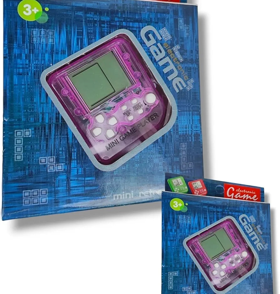 Mini Game Chaveiro Jogos Classicos Retro A Pilha Eletronico Crianças Presente Nostalgico Cores Rosa/Roxo